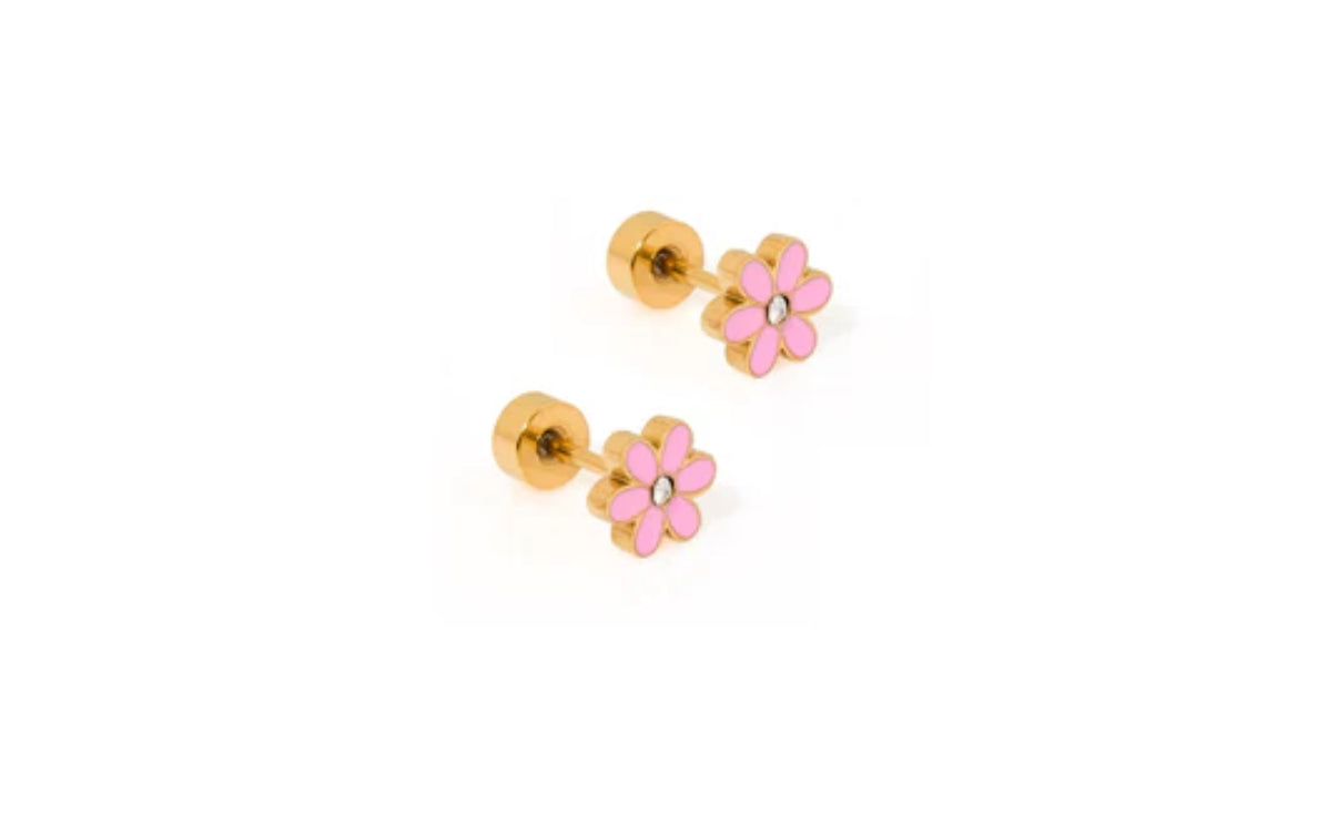 Screwback Stud Earrings - Alli Pink