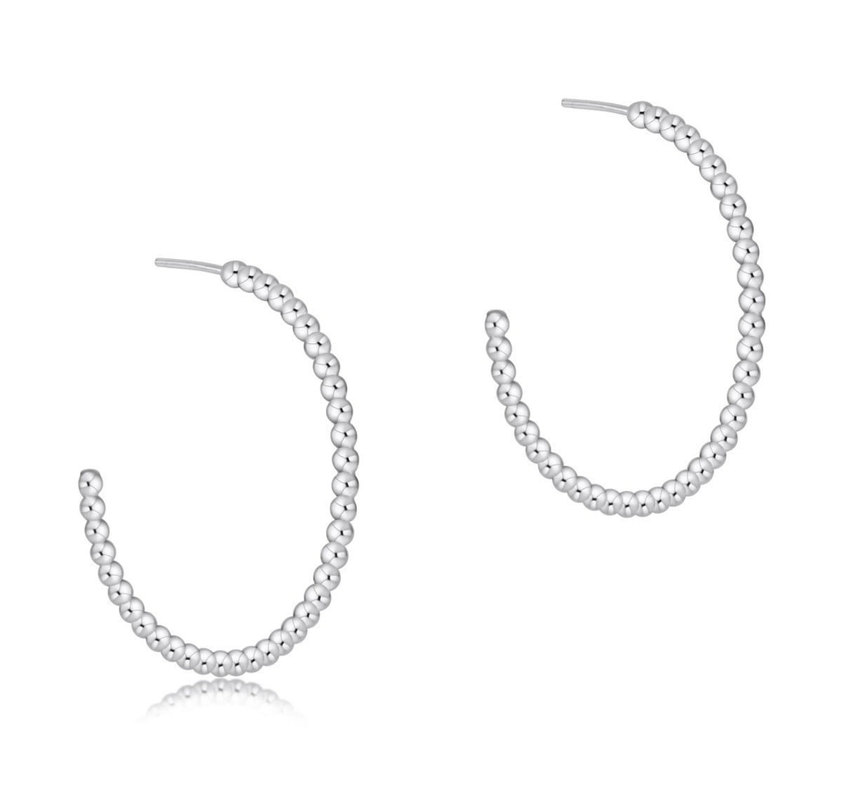 beaded classic 1.25" post hoop - 2mm sterling