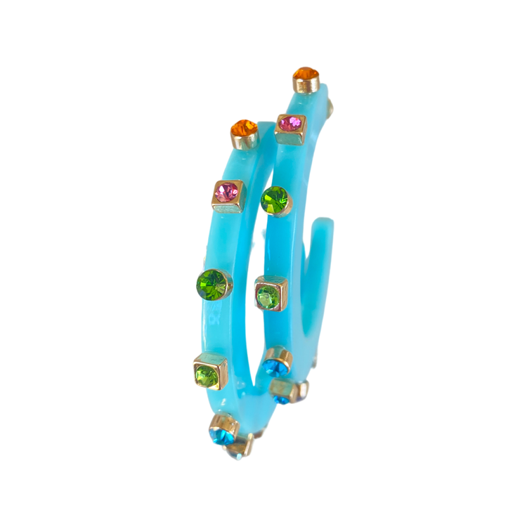 City Girl Jewel Hoop - Mint Multicolor