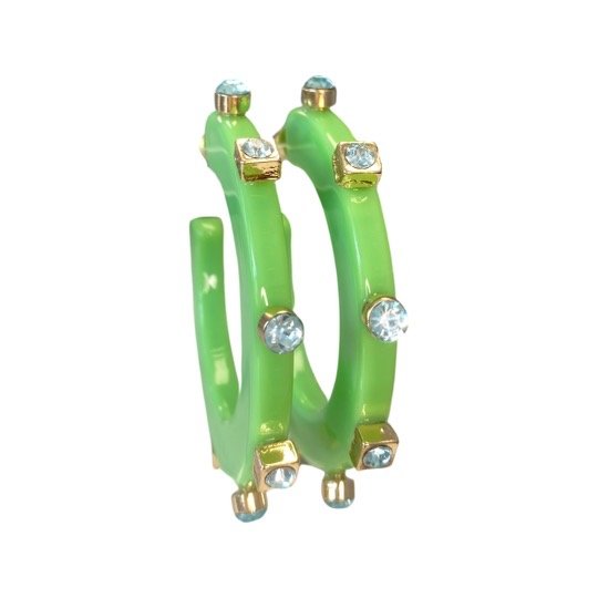City Girl Jewel Hoop- Pistachio Green