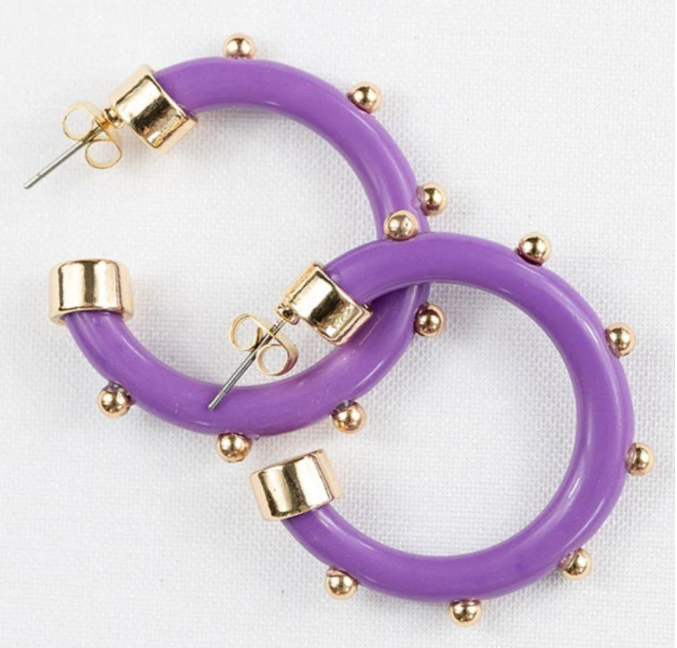 Purple Mini Hoop with Gold Balls