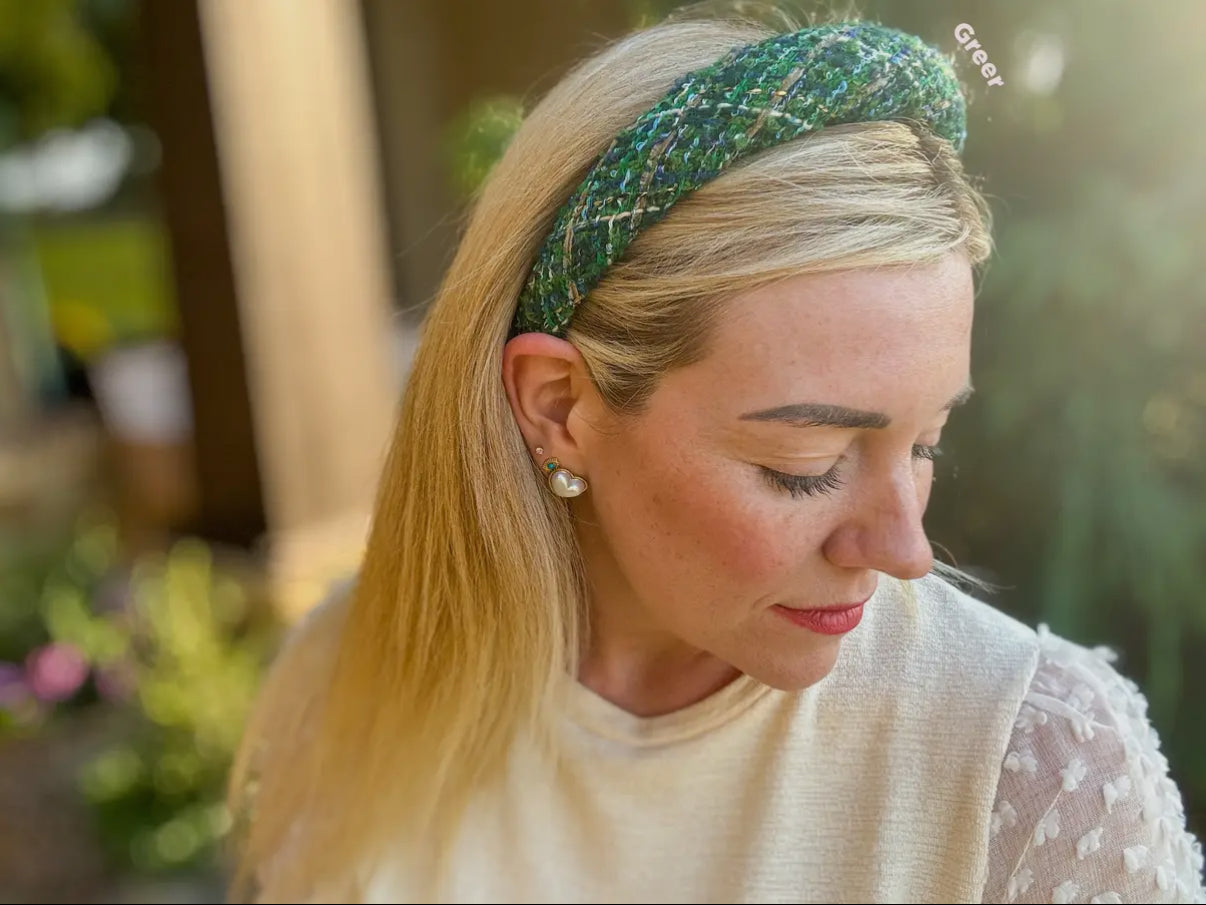 Tweed Headband- Green
