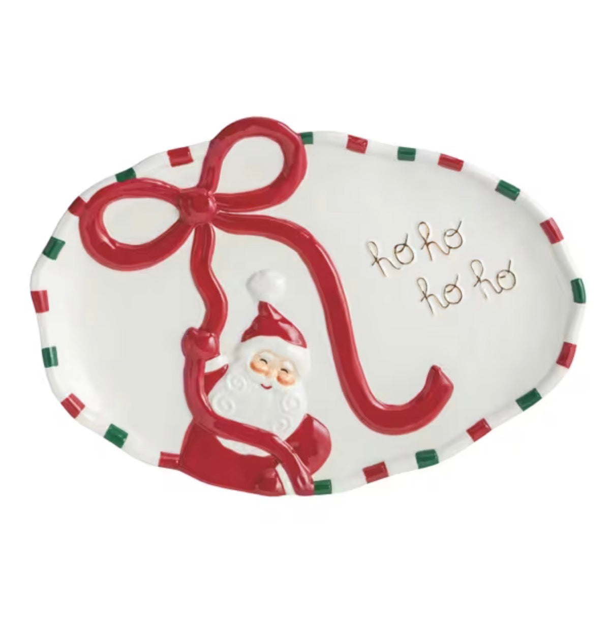 Hanging Bow Santa Platter