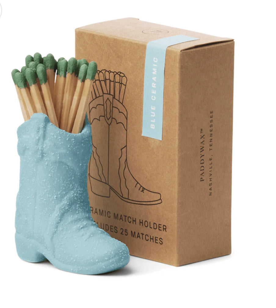 Cowboy Boot Match Holder - Light Blue & Green