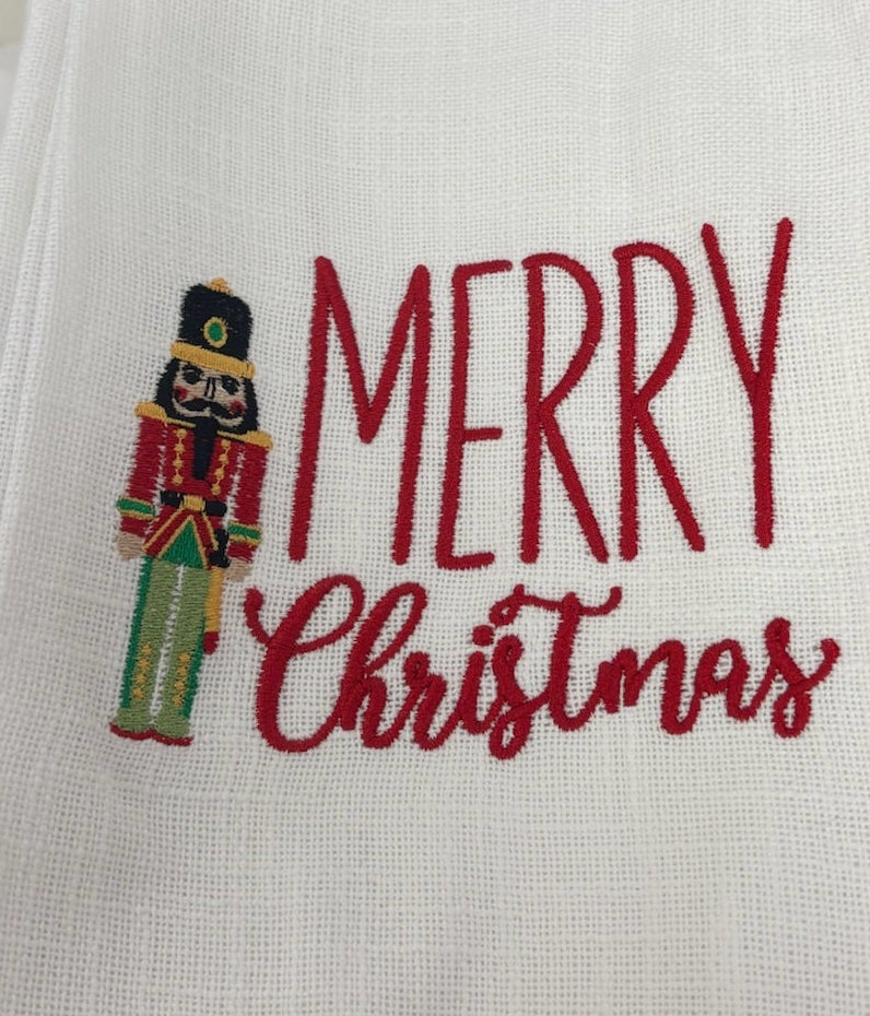 Nutcracker Merry Christmas Tea Towel