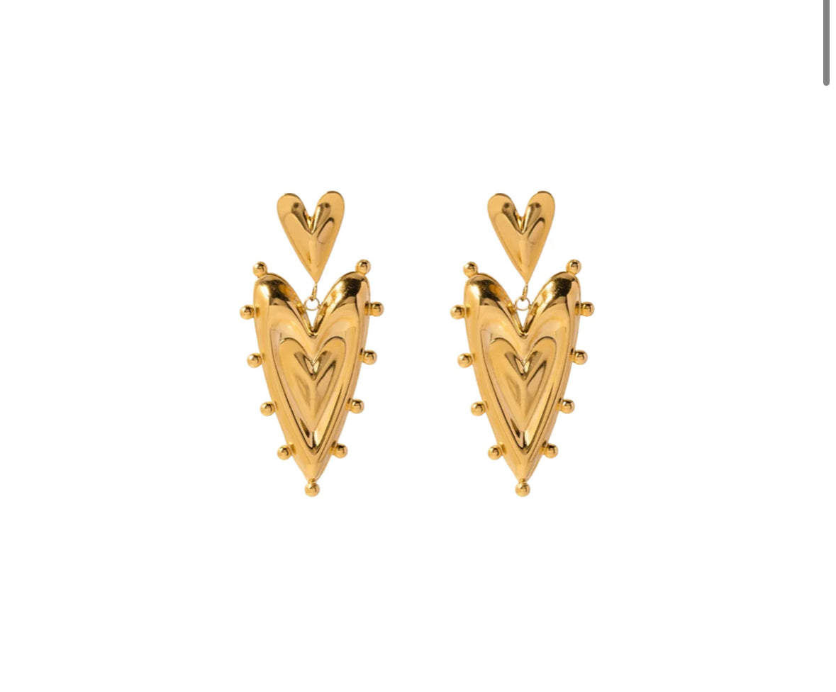 Double Heart Studs