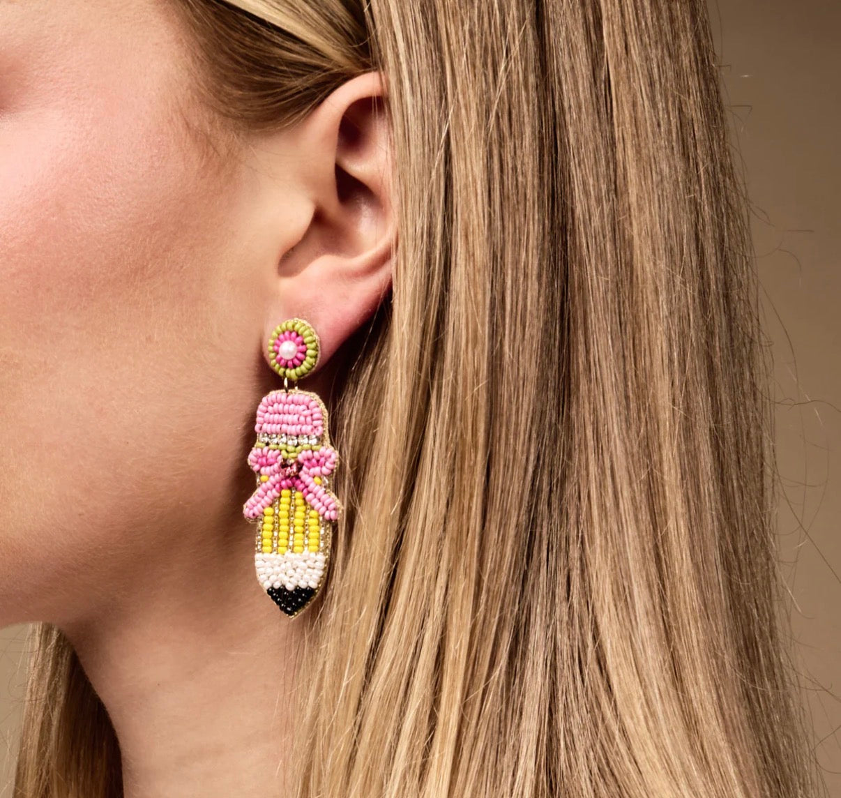 Pencil Me In Beaded Earrings