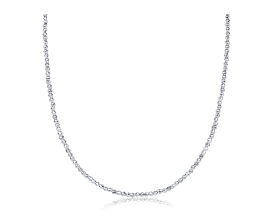 17" Choker Bright Silver Faceted Hematite 2mm Bead