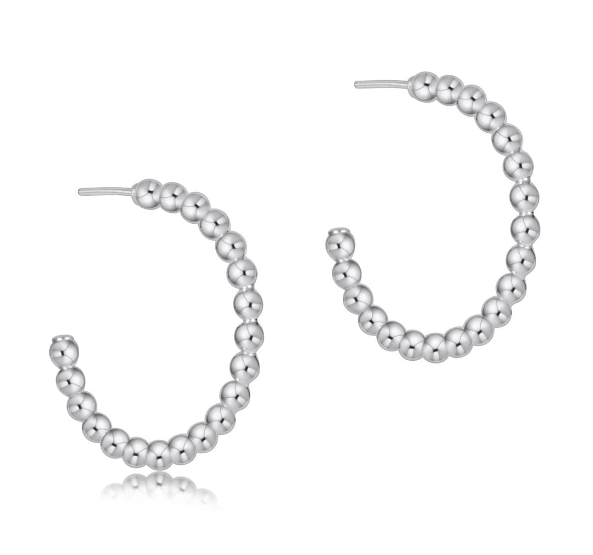 beaded classic 1.25" post hoop - 4mm sterling