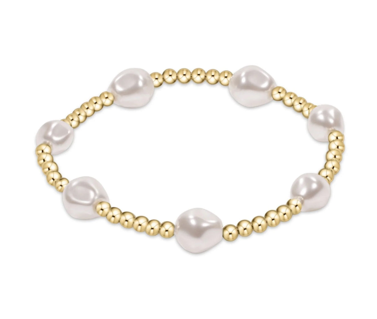 Admire Gold 3mm Bead Bracelet- Pearl