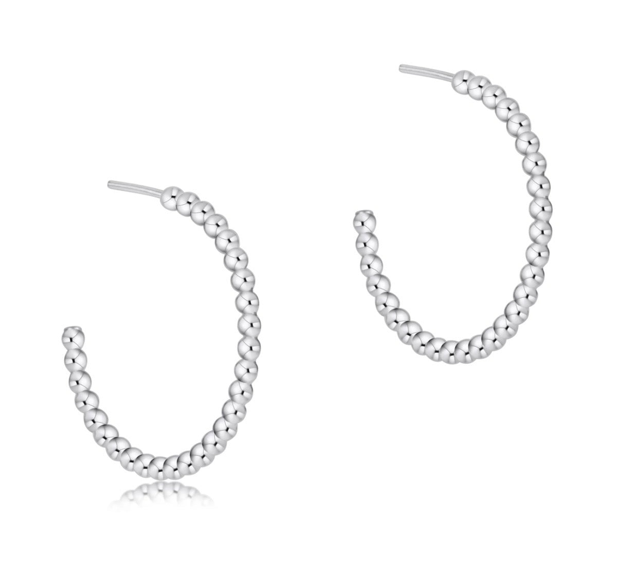 beaded classic 1.25" post hoop - 3mm sterling