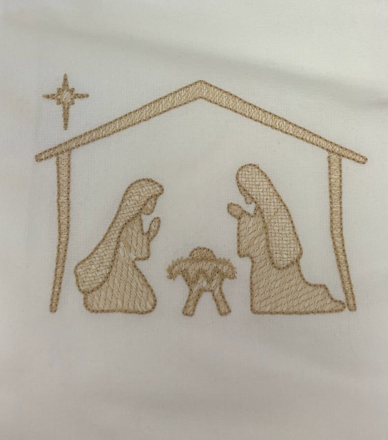 Gold Nativity Tea Towel