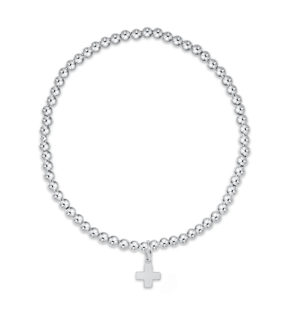 Classic Sterling 3mm Bead Bracelet- Signature Cross Sterling Charm