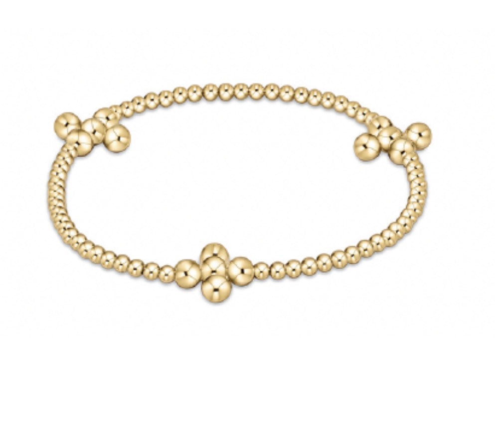 signature cross gold pattern 3mm bead bracelet - classic beaded signature cross gold - 2mm bead gold