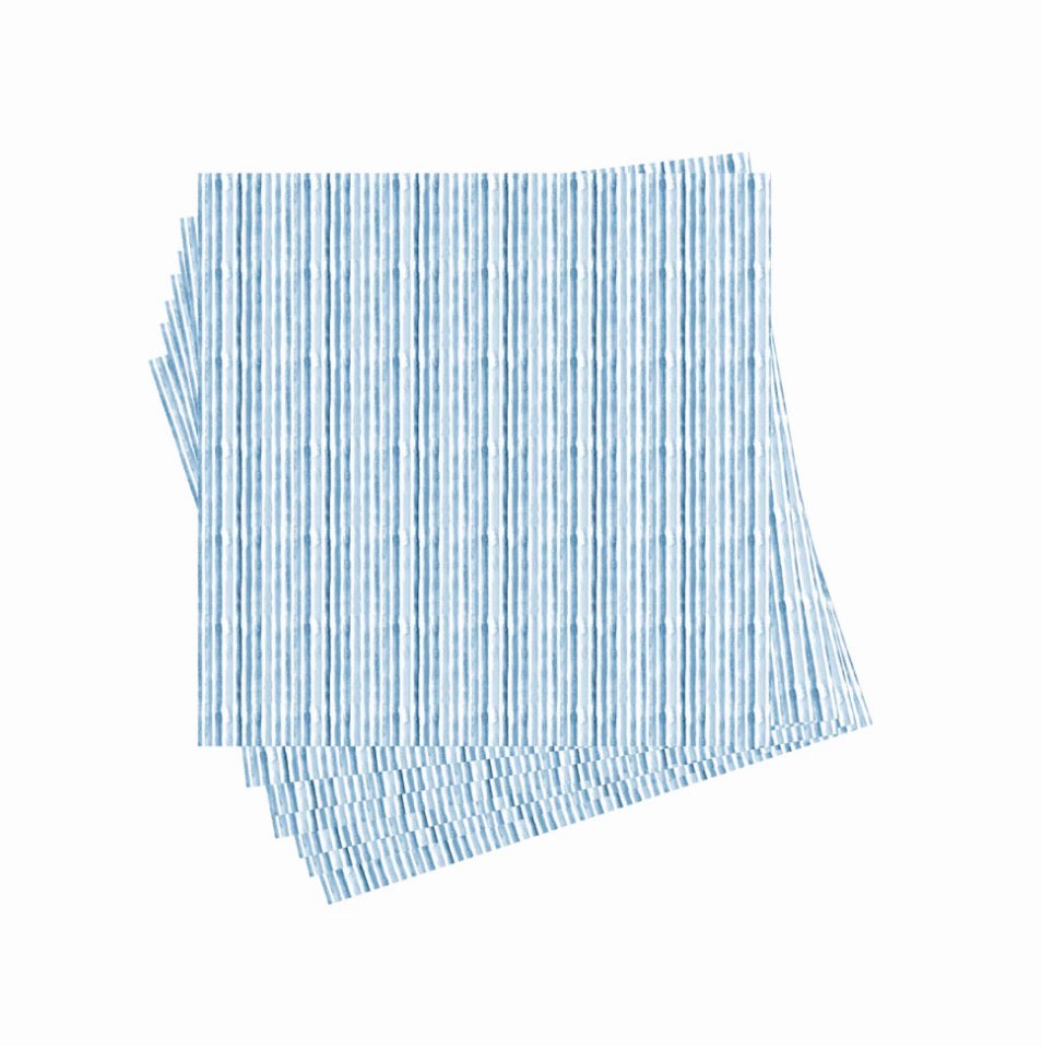 BLUE WATERCOLOR STRIPED COCKTAIL NAPKINS