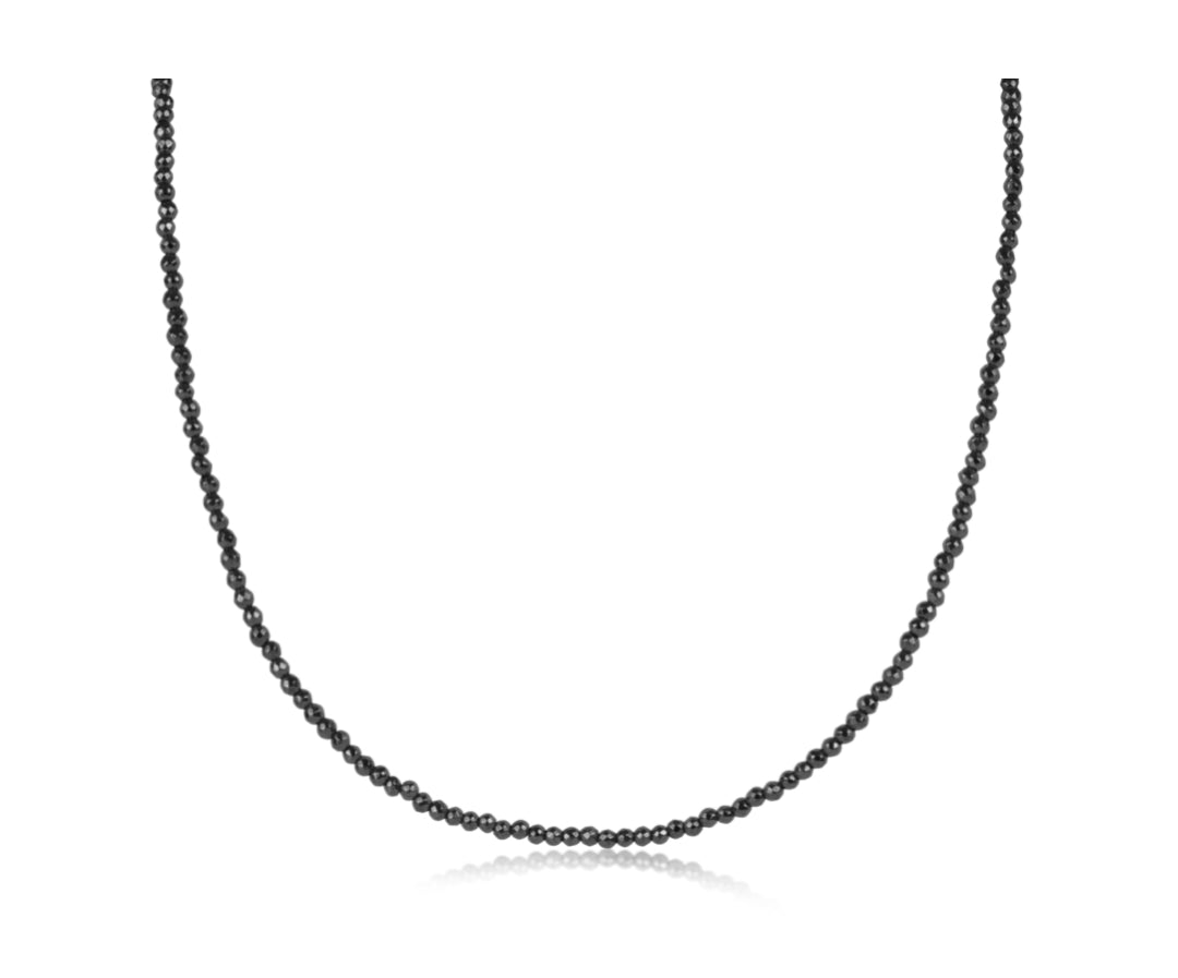 17" Choker Faceted Hematite 2mm Bead