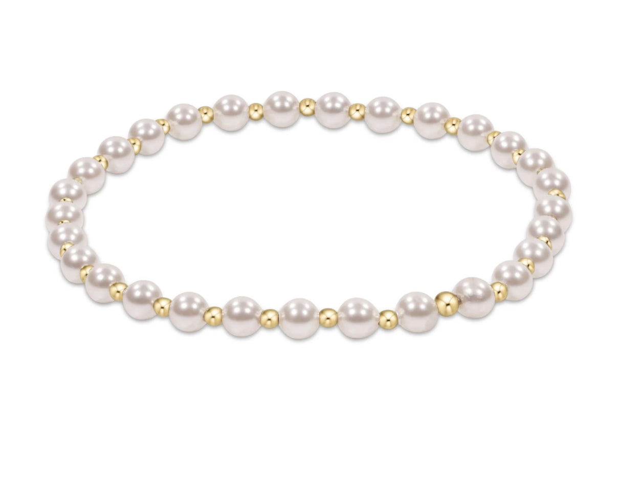 Classic Grateful Pattern 4mm Bead Bracelet- Pearl