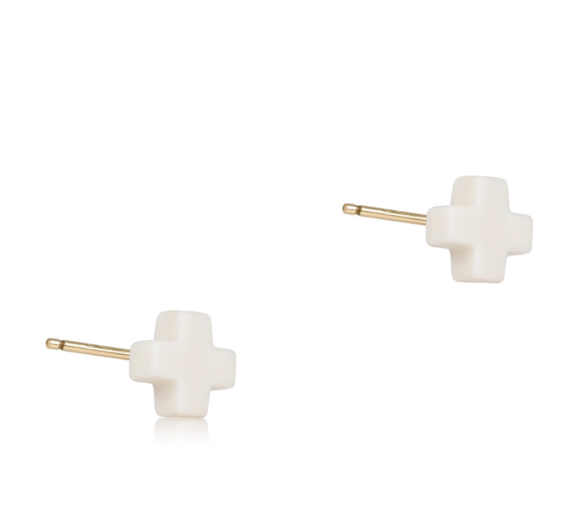 Signature Cross Small Stud- Off White