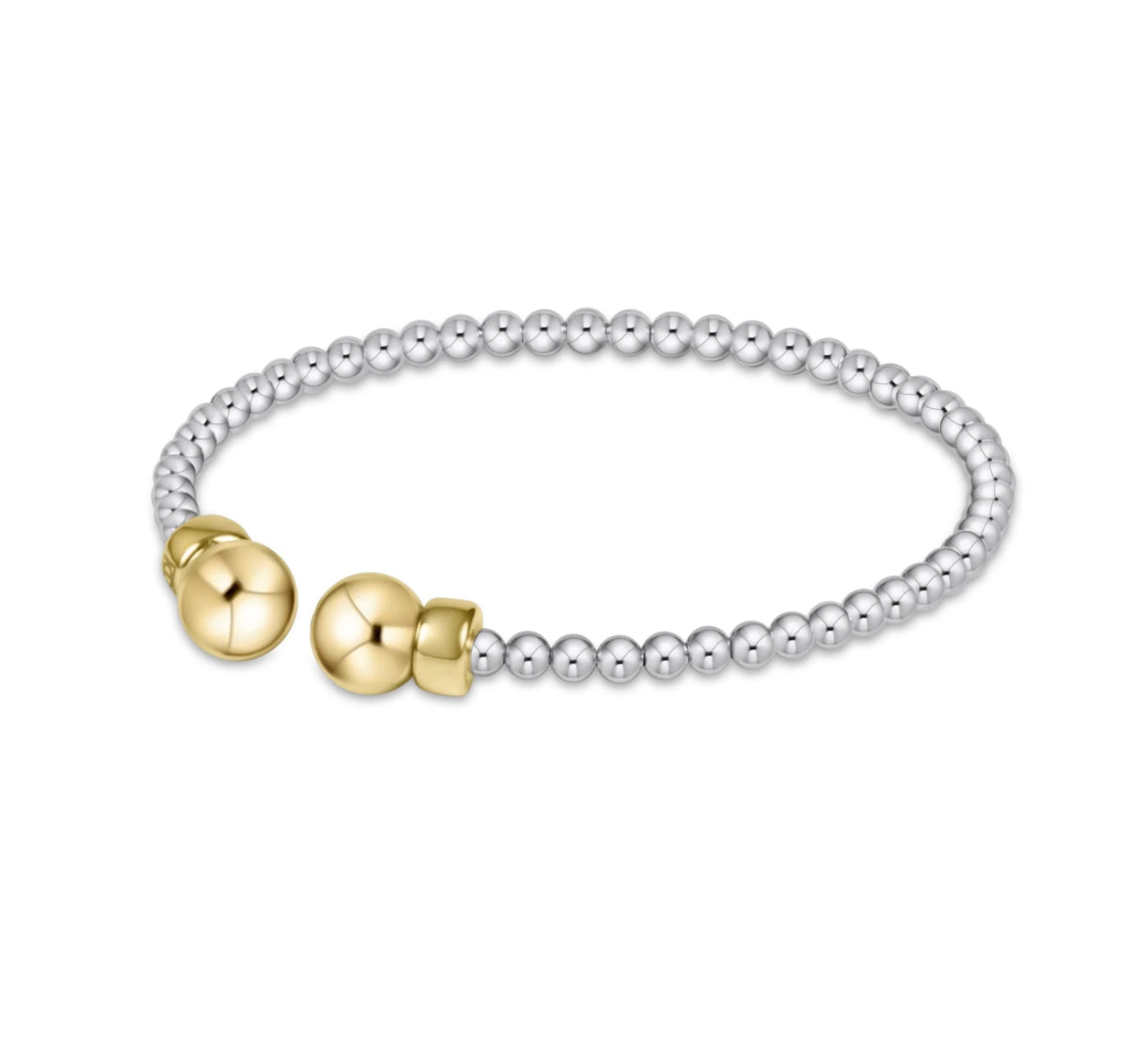Classic 3mm Bead Cuff- Mixed Metal