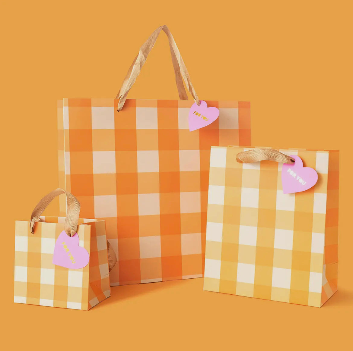 Orange Gingham Gift Bag