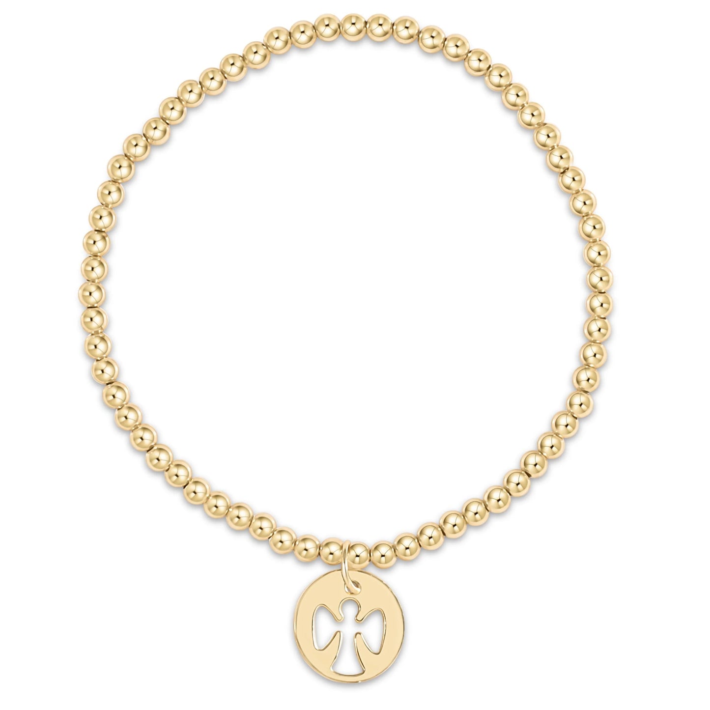 classic gold 3mm bracelet - guardian angel gold disc