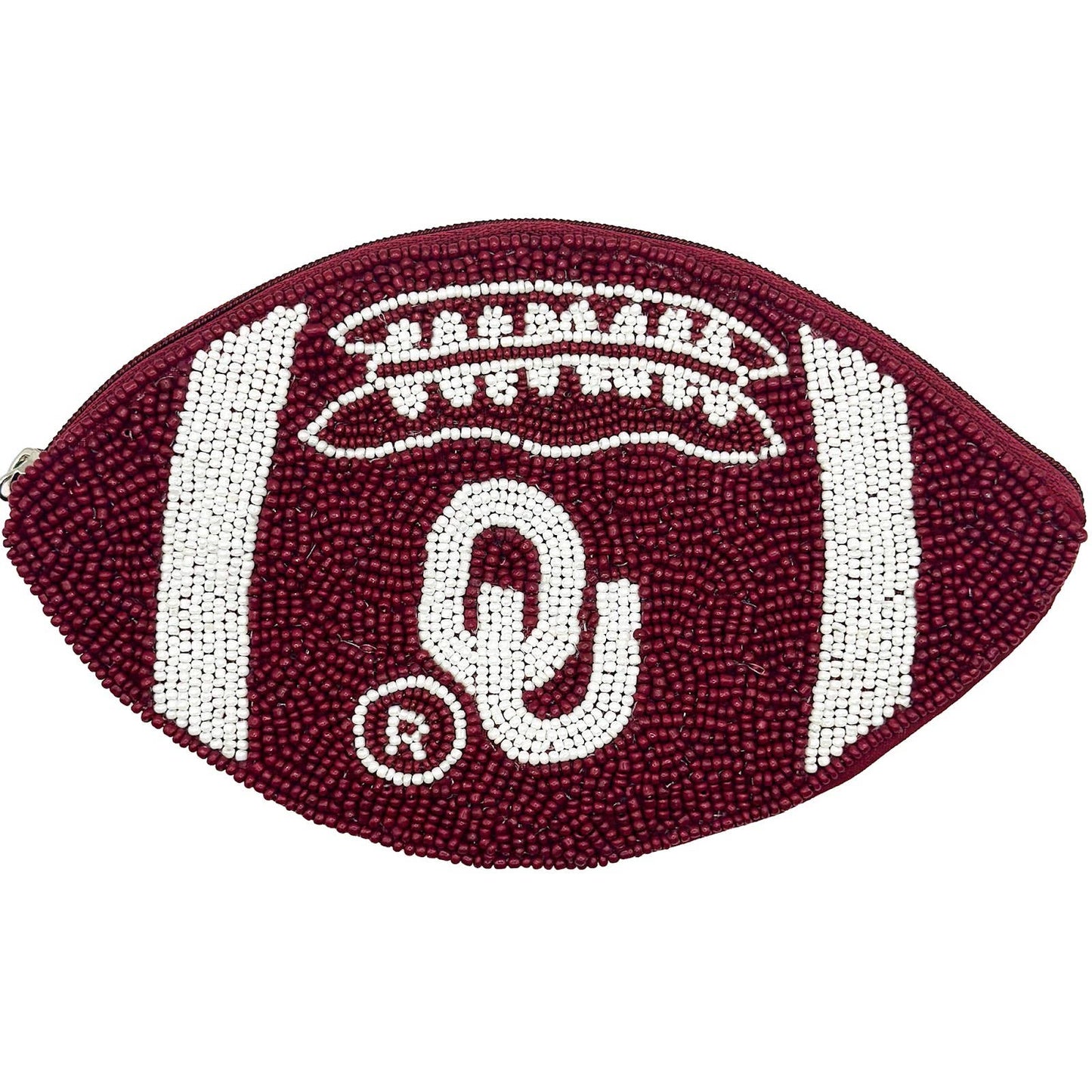 OU FOOTBALL BEADED POUCH