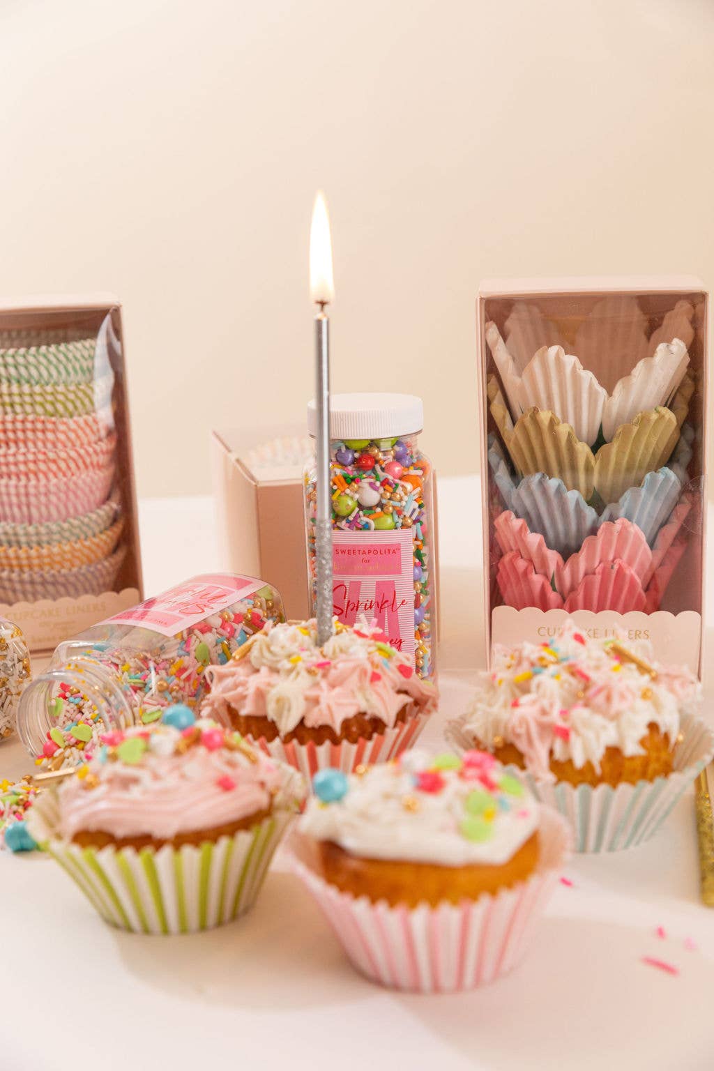 Birthday Candles: White and Gold