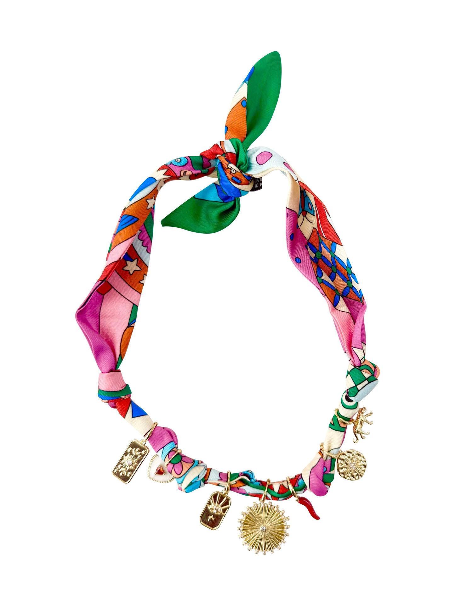 Liza Multi Charm Scarf Necklace