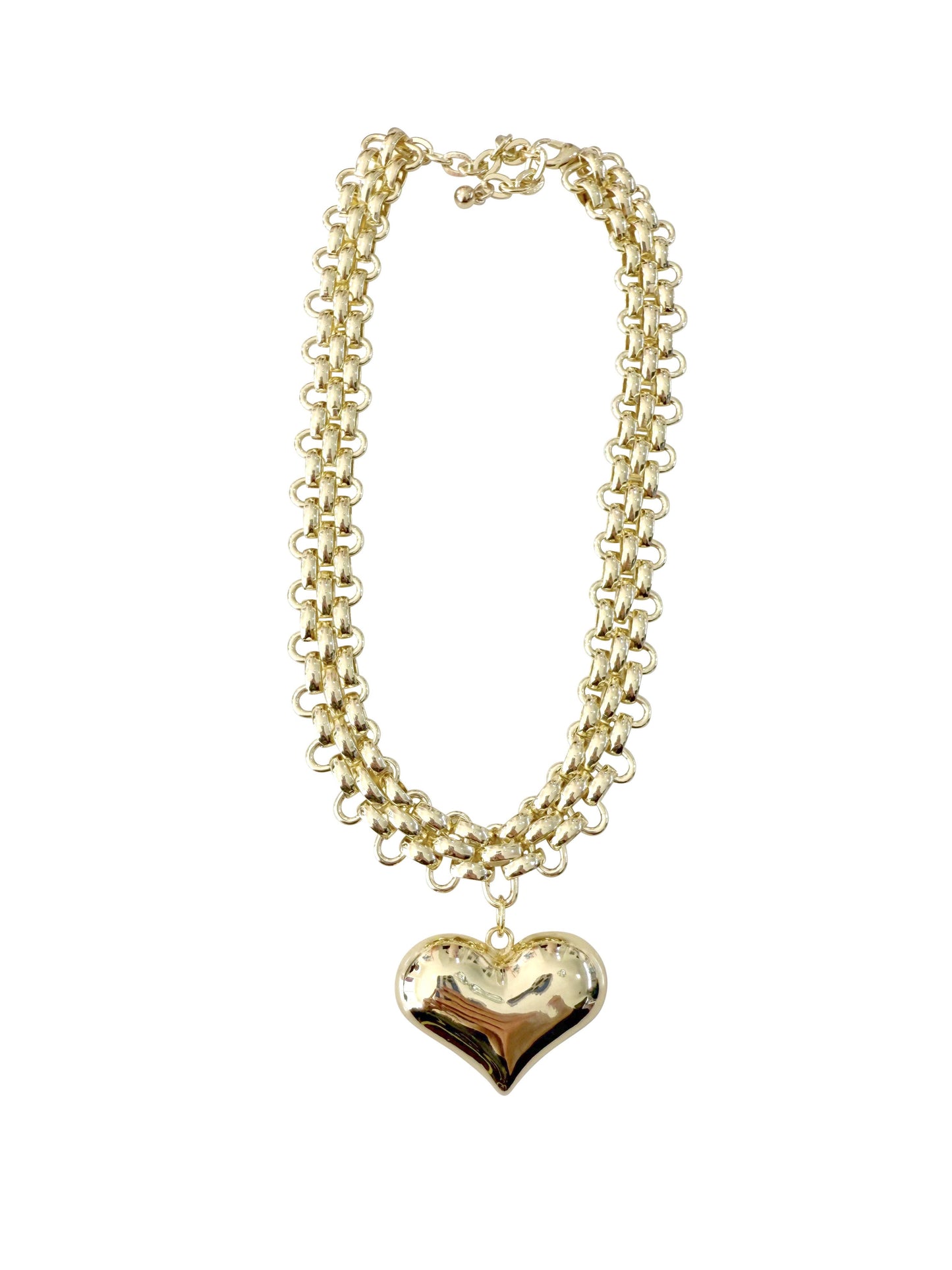 Nellie Gold Necklace with Puffy Heart