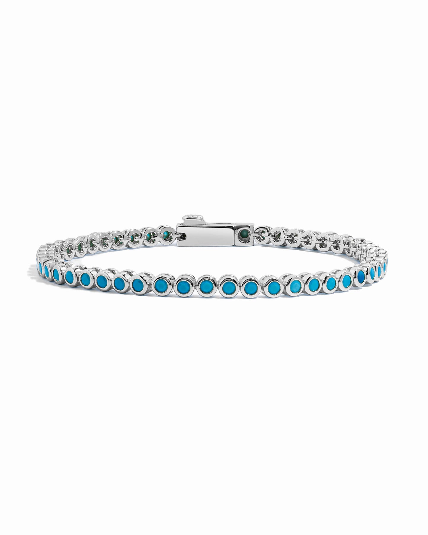 Turquoise Bezel Tennis Bracelet: 6.75" / Gold