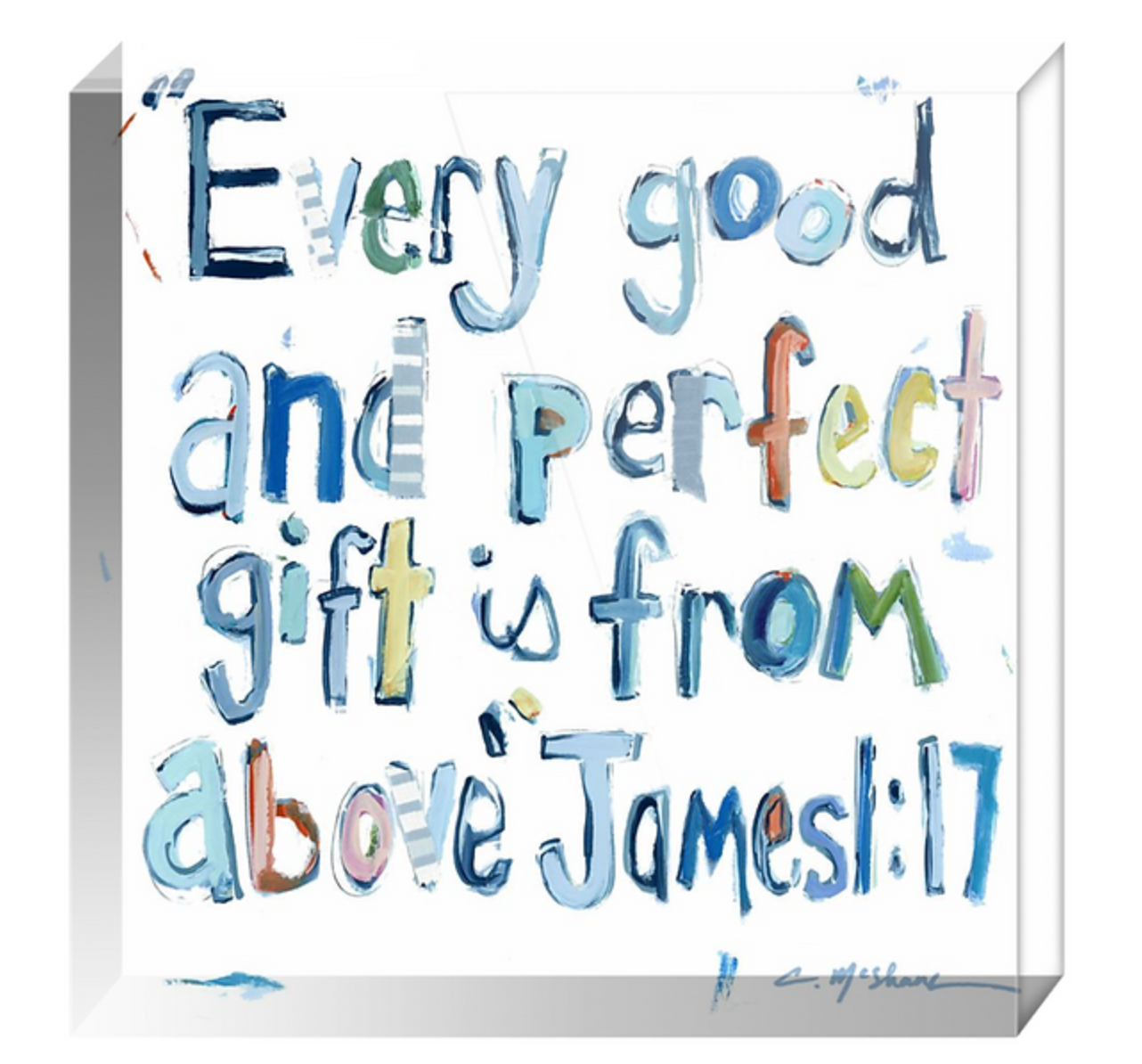 "James 1:17" acrylic block BLUES