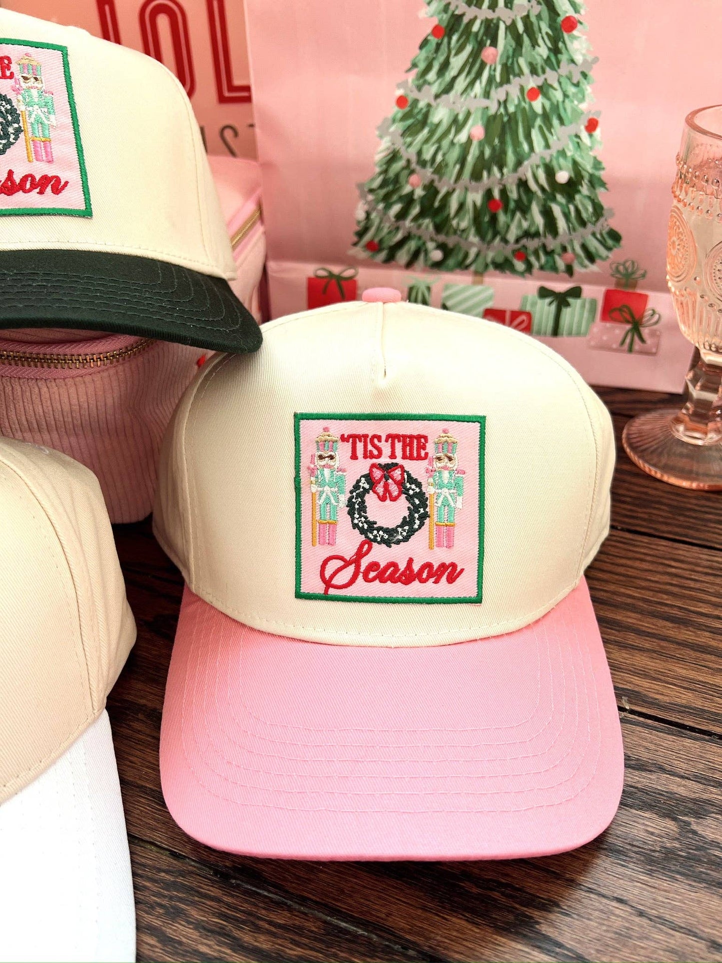 Tis The Season - Vintage Trucker Hat: Pink
