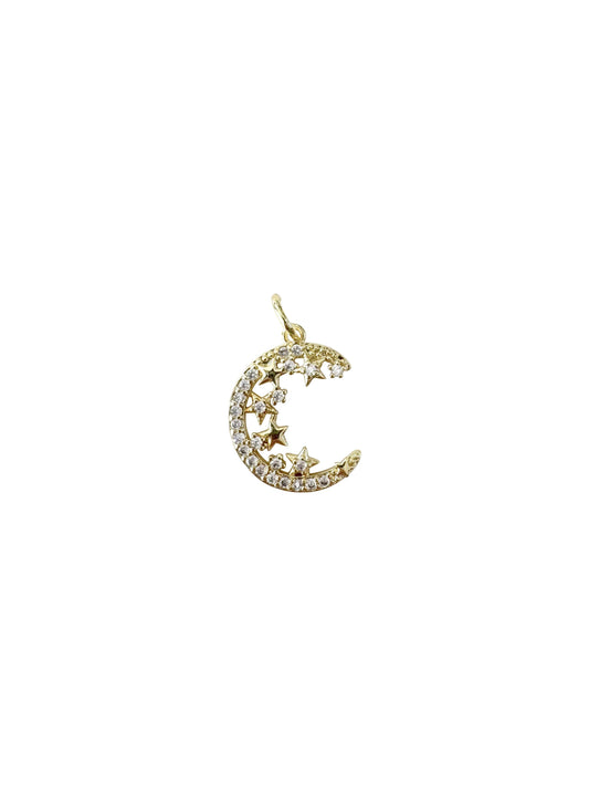 Gold Moon with Stars Scarf Charm - Starry Moon
