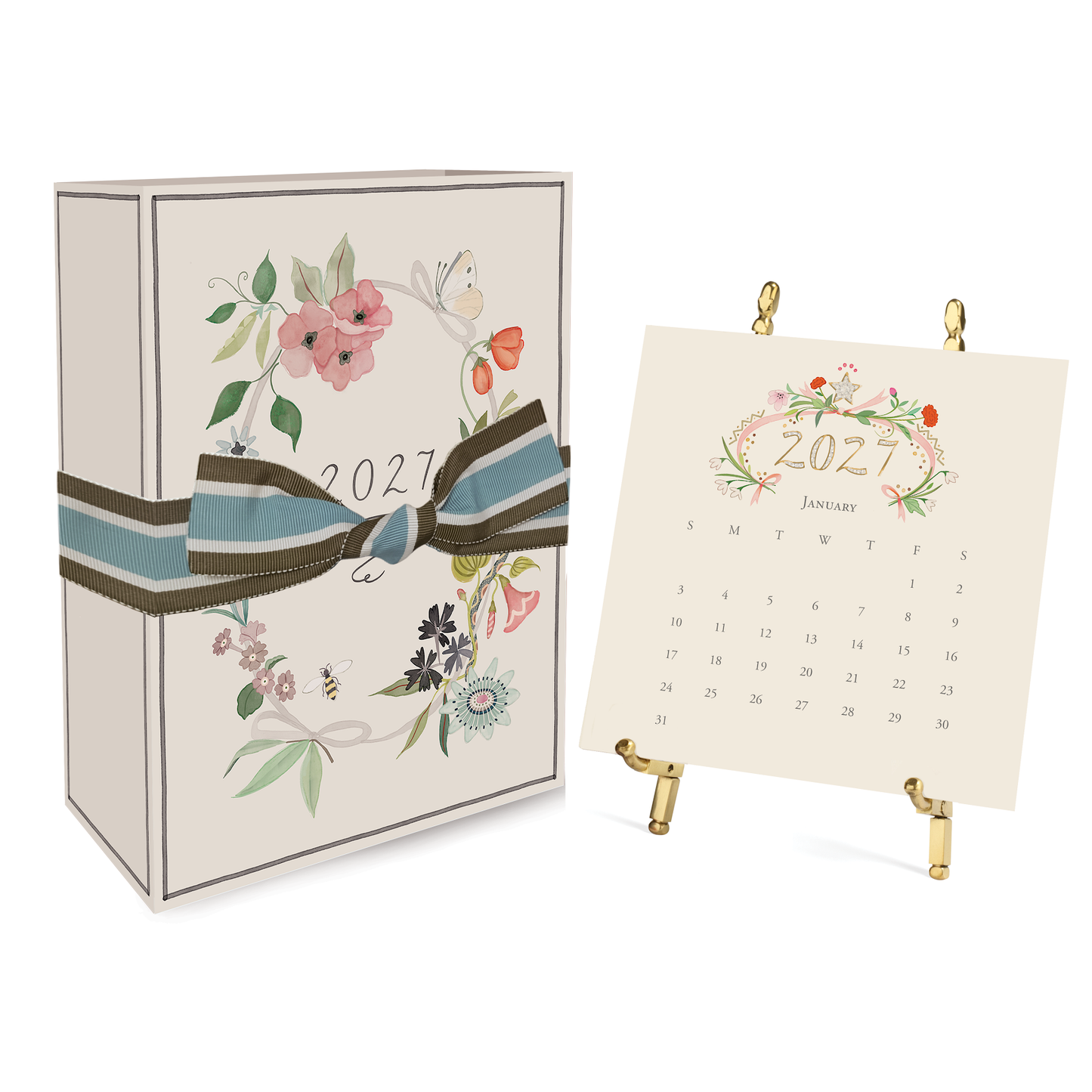 2027 Classic Desk Calendar: Silver Easel