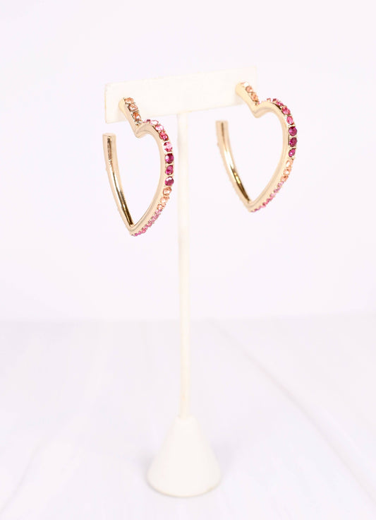 Saint Valentine CZ Heart Earring PINK MULTI: