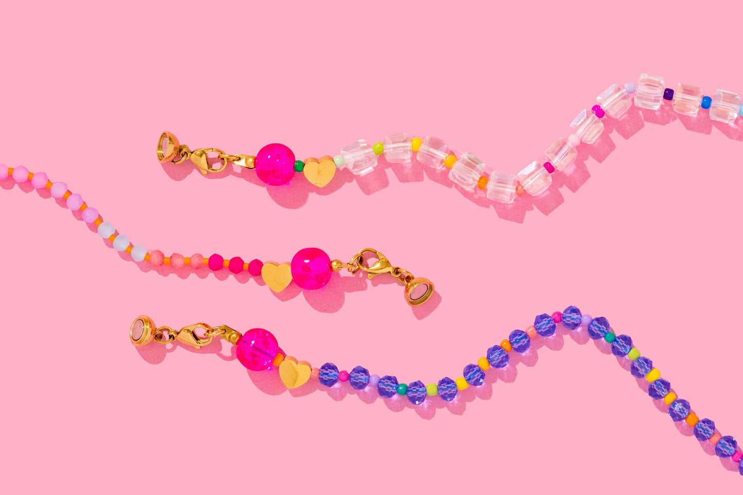 Beaded Necklace - Multi-Colored + Pink - Natalie
