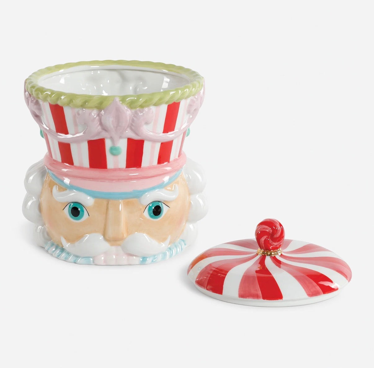 Pink & Blue Nutcracker Cookie Jar