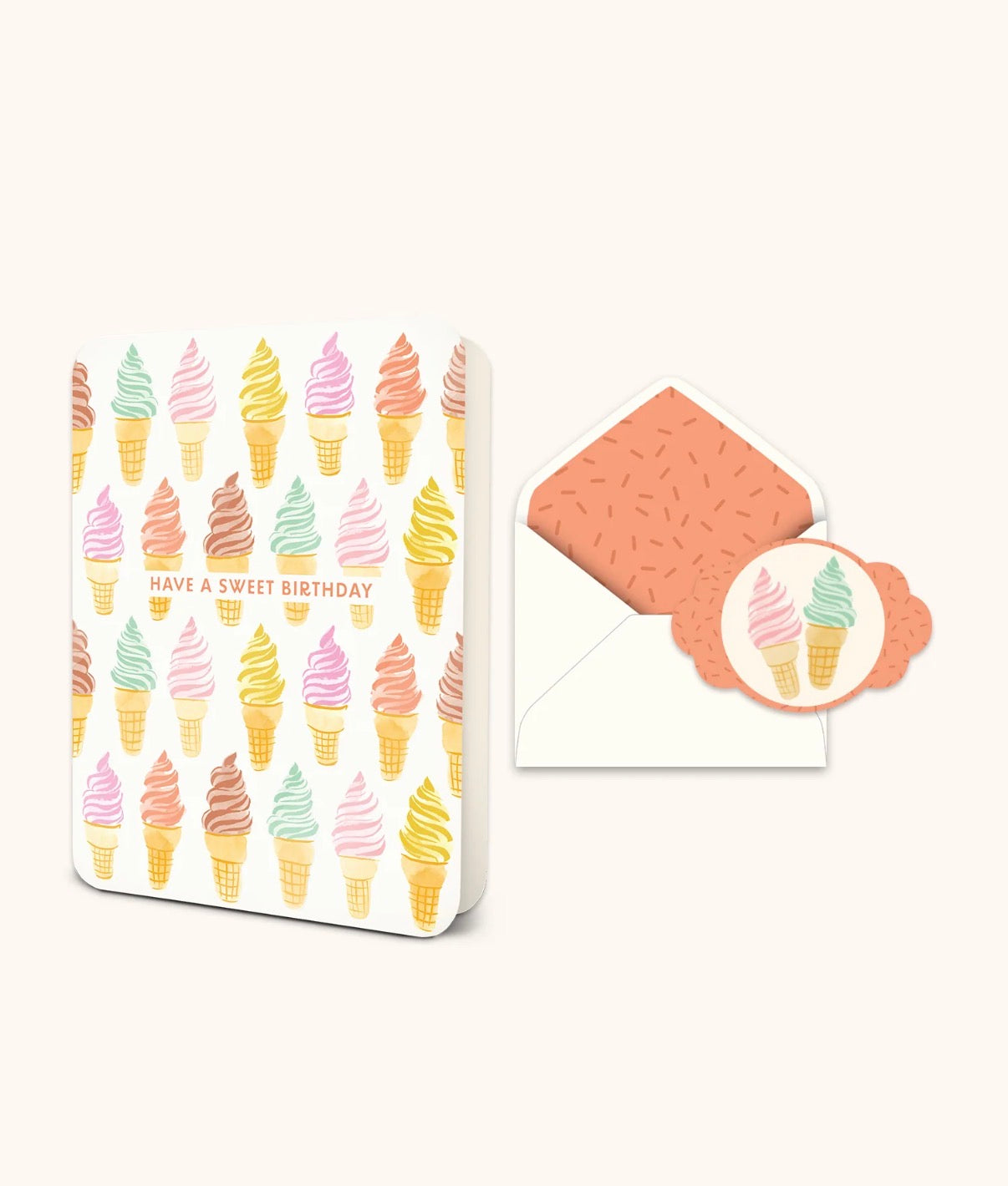 Sweet Birthday Cones Deluxe Greeting Card