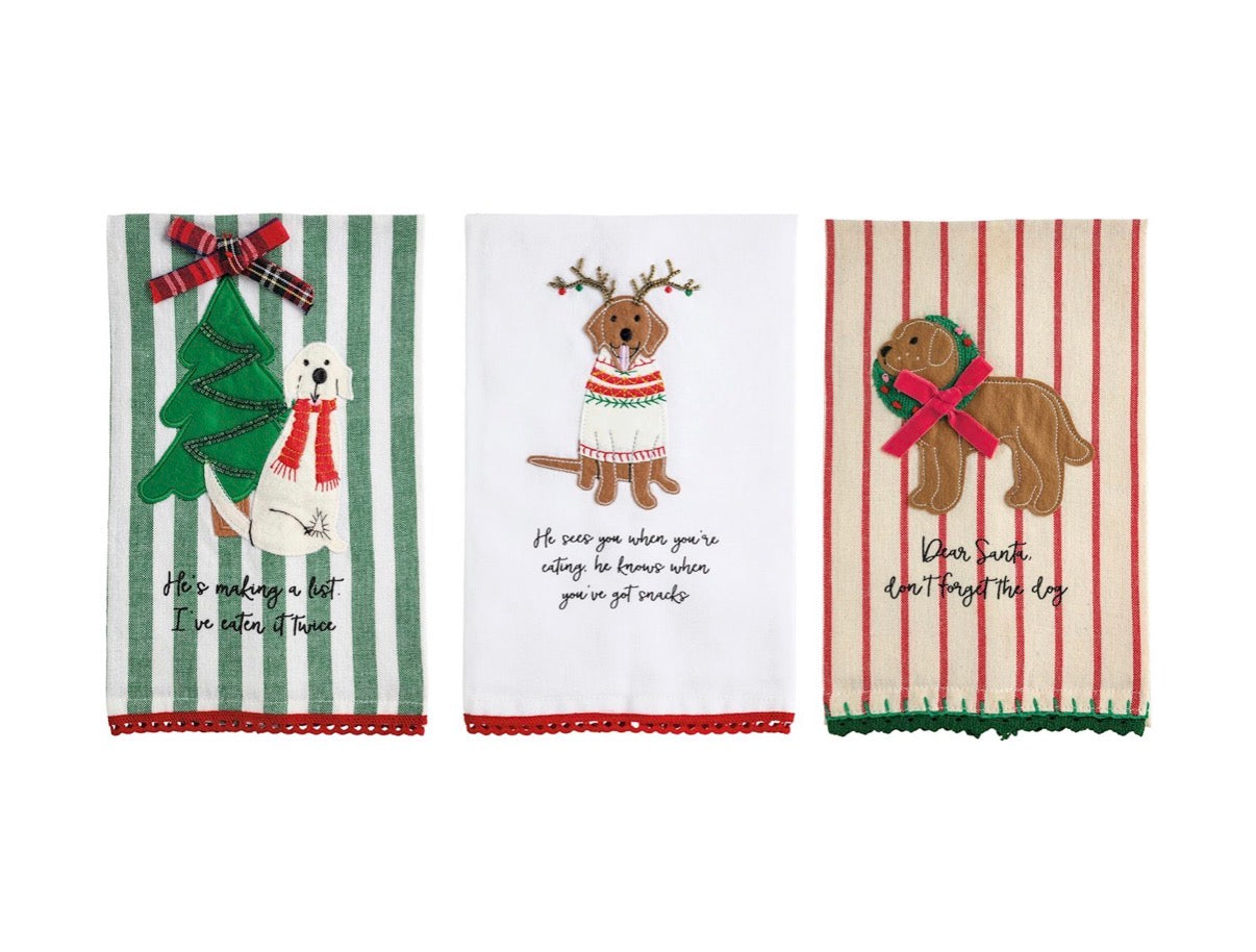 DOG CHRISTMAS APPLIQUÉ TOWEL