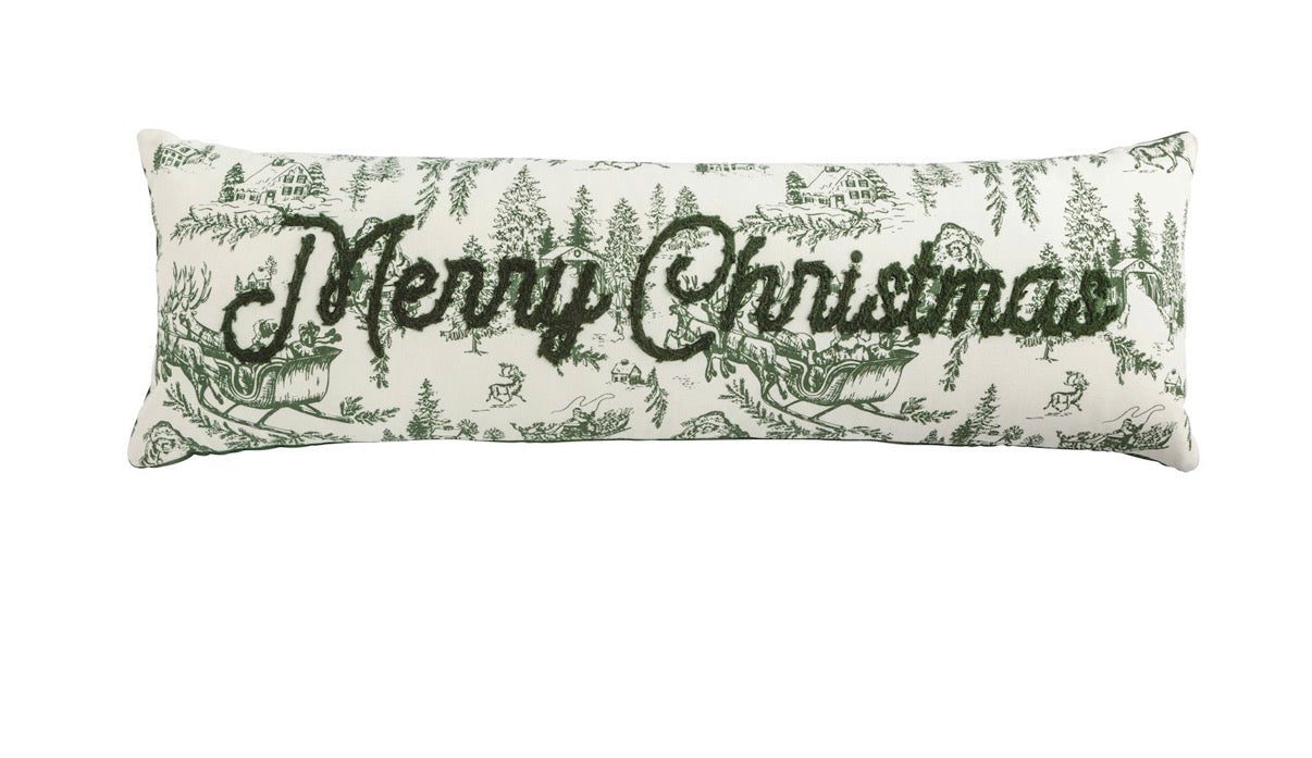 Toile Merry Christmas Pillow