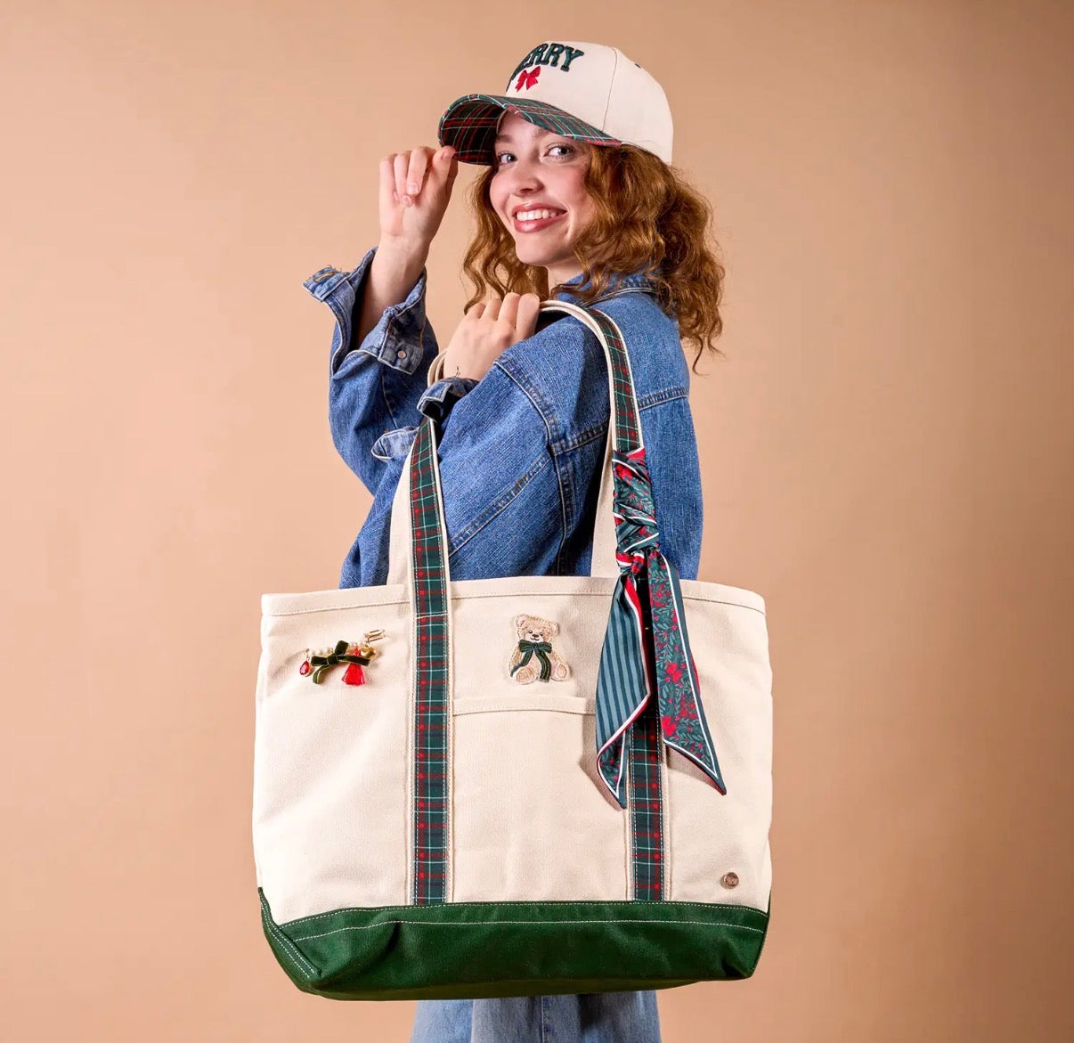 The Darling Canvas Tote Bag - Evergreen Plaid