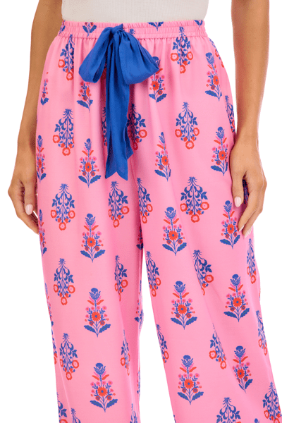 Pink Floral Block Print Pajama Pants