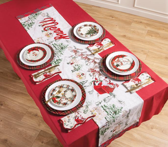 Vintage Santa Table Runner