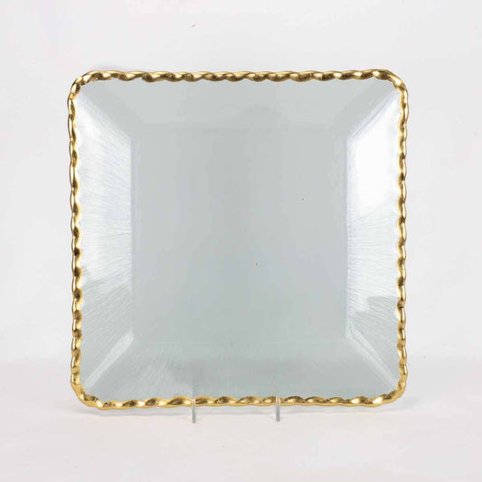 Cordova Square Serving Tray Clear/Gold 13x13