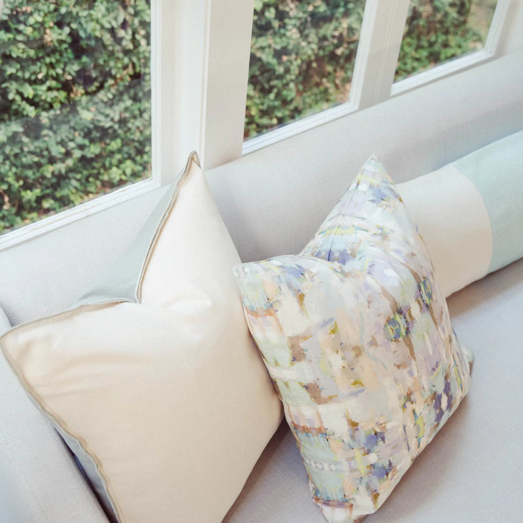 Two Toned Ecru and Gray 22X22 Pillow