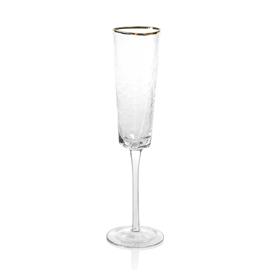 Aperitivo Triangular Champagne Glass with Gold Rim
