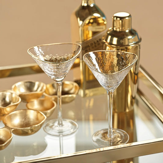 Aperitivo Triangular Martini Glass with Gold Rim