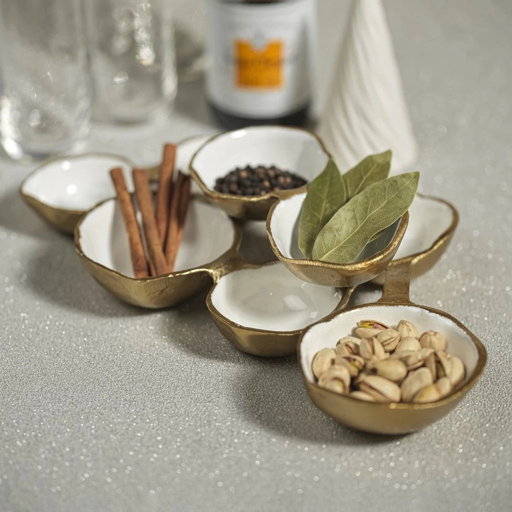 Cluster of Eight Serving Bowls -Gold and white