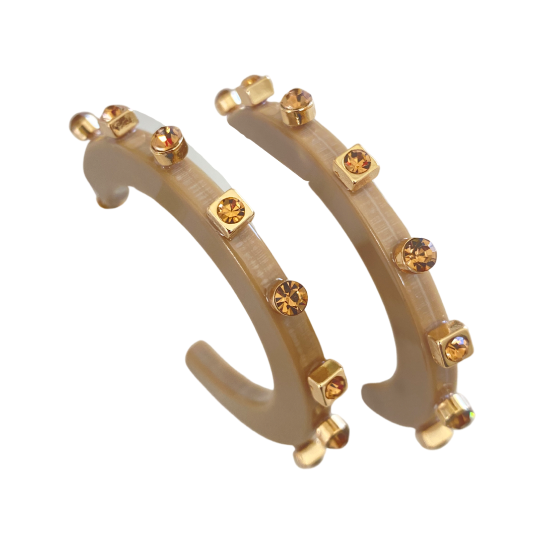 City Girl Jewel Hoop- Khaki