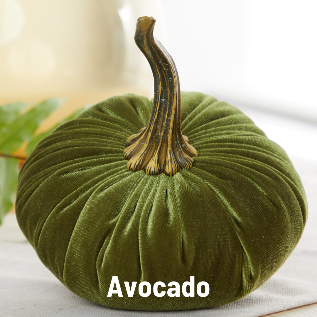 Pumpkin Large Velvet, Fall Mantel Decor, Halloween Table: Olive
